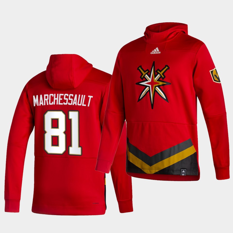 Men Vegas Golden Knights #81 Marchessault Red NHL 2021 Adidas Pullover Hoodie Jersey